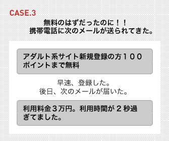 CASE.3 無料のはずだったのに!!携帯電話に次のメールが送られてきた。